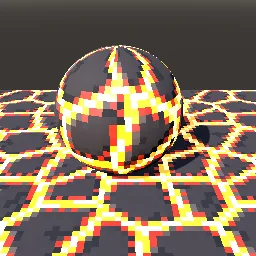 Recorded render of Pixel-art lava flow with glowing cracks