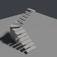 Recorded render of L-shaped stairs with a landing or winders
